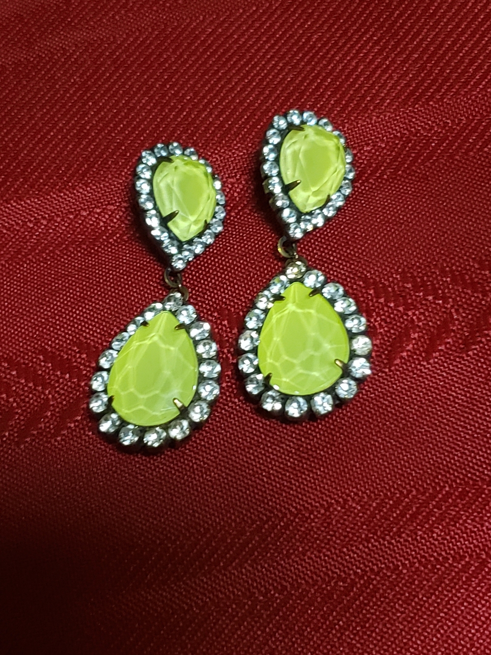 Loren Hope Lime Teardrop Crystal Halo Drop Earrings